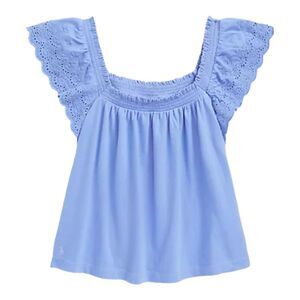 Polo Ralph Lauren Girls Eyelet Embroidered Cotton Jersey Top Blue Size 3t